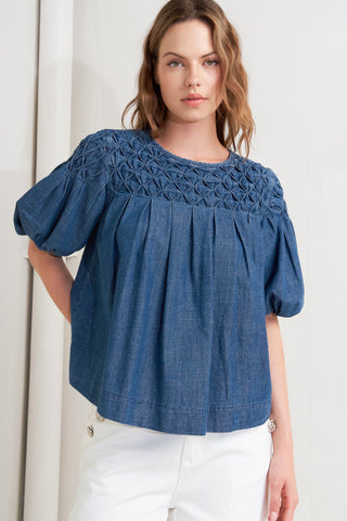 COTTAGE SPELL CHAMBRAY TOP - By Baano