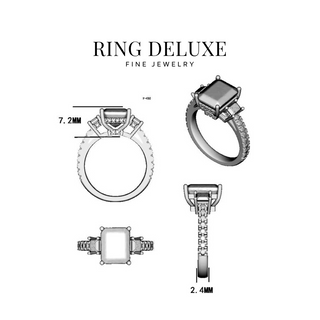 2.5ct Emerald Cut Moissanite Engagement Ring Ring Deluxe Fine Jewelry