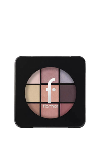 Flormar 9-pack Compact Eyeshadow Palette with Creamy Texture & Matte Finish/Shimmer 9g - 001 Fallen Angel - By Baano