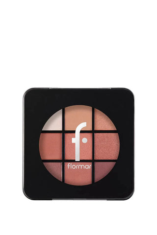 Flormar 9-pack Compact Eyeshadow Palette with Creamy Texture & Matte Finish/Shimmer 9g - 003 Sunset - By Baano