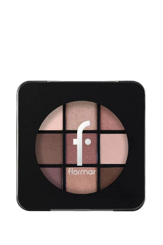 Flormar 9-pack Compact Eyeshadow Palette with Creamy Texture & Matte Finish/Shimmer 9g - 004 Follow Your Heart Chivela