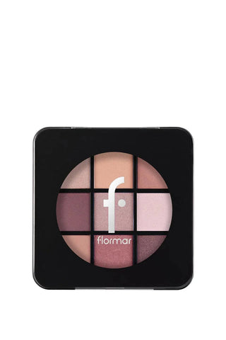 Flormar 9-pack Compact Eyeshadow Palette with Creamy Texture & Matte Finish/Shimmer 9g - 006 Felt Cute Chivela