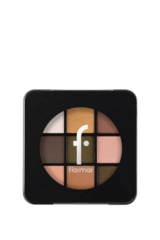 Flormar 9-pack Compact Eyeshadow Palette with Creamy Texture & Matte Finish/Shimmer 9g - 007 Grand Galaxy Chivela