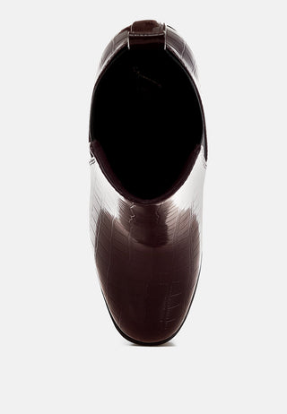 Foxy Faux Leather Croc Chelsea Boots