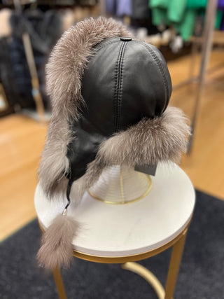 Genuine Silver Fox Fur Genuine Leather Hat