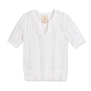 V-Neck Pointelle Sweater