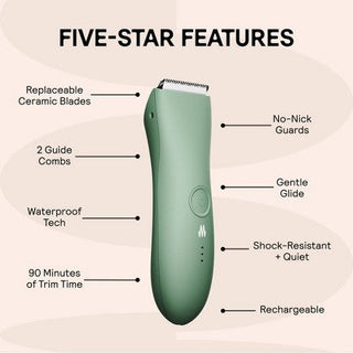 Meridian Trimmer Original Pubic & Body Hair Trimmer for Men & Women, Below-the-Belt Groomer, Ball Trimmer, Bikini Trimmer - Sage