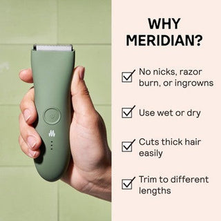 Meridian Trimmer Original Pubic & Body Hair Trimmer for Men & Women, Below-the-Belt Groomer, Ball Trimmer, Bikini Trimmer - Sage