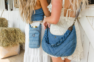 Denim Half Moon HydroHobo® Bag- bottle included