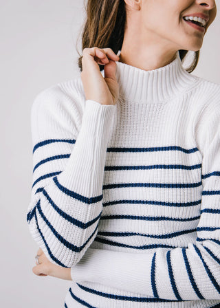 Mock Neck Breton Sweater