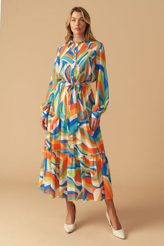 GLAM ATTITUDE WOVEN MIDI SHIRT DRESS - By Baano