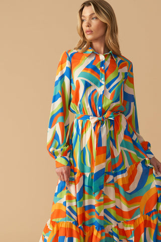 GLAM ATTITUDE WOVEN MIDI SHIRT DRESS - By Baano