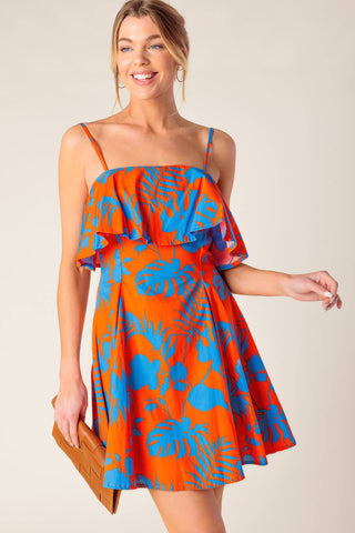 STOPPING TIME ORANGE WOVEN MINI DRESS - By Baano