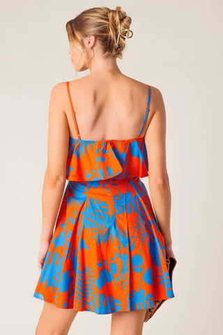 STOPPING TIME ORANGE WOVEN MINI DRESS - By Baano