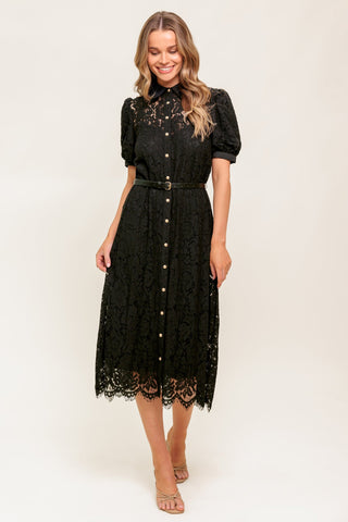TIMID TO TENACIOUS WOVEN LACE SHIRT DRESS - By Baano