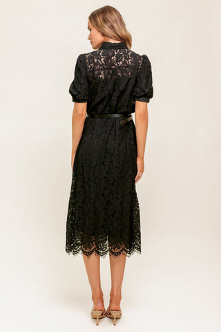 TIMID TO TENACIOUS WOVEN LACE SHIRT DRESS - By Baano