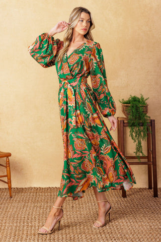 SUNNYSIDE FLORALS WOVEN MIDI DRESS - By Baano