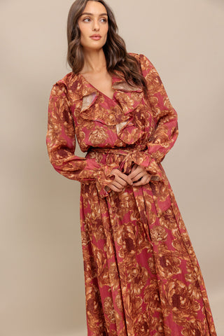 AUTUMN SONATA WOVEN MIDI DRESS - By Baano