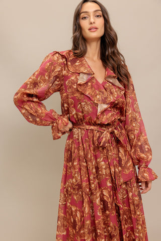 AUTUMN SONATA WOVEN MIDI DRESS - By Baano