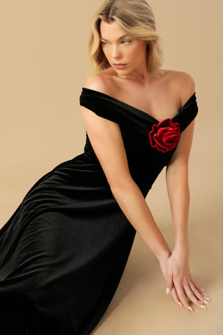 BE THERE FOR YOU VELVET MIDI DRESS - By Baano