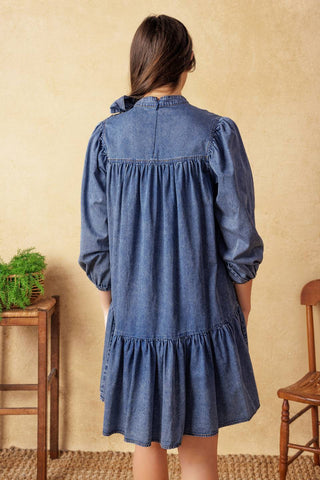 COMMON GROUND LIGHT WEIGHT DENIM MINI DRESS - By Baano