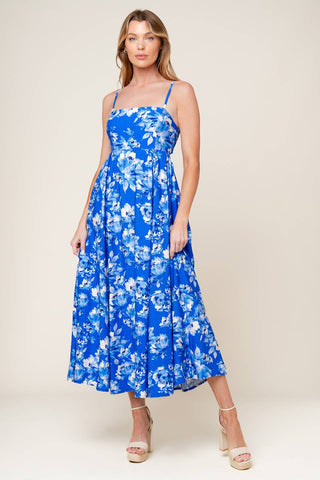 ELEGANT EDGE BLUE WOVEN MIDI DRESS - By Baano