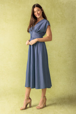 BRIGHT MORNINGS WOVEN MIDI DRESS - By Baano