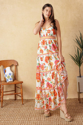 EASY ON ME IVORY RED MIDI DRESS - By Baano