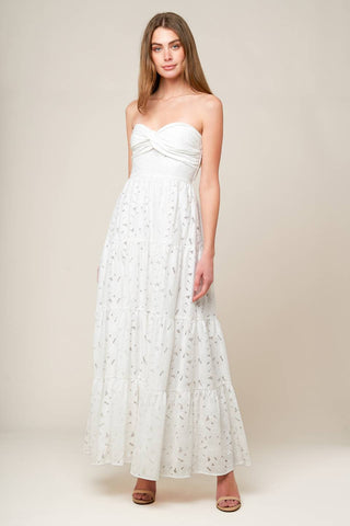 WISHING WELL WHITE WOVEN LACE MAXI DRESS - By Baano