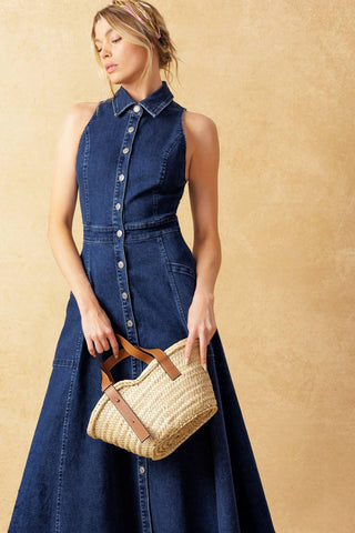 TIME FOR SOMETHING DENIM MIDI DRESS - By Baano
