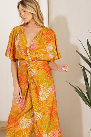 BUDDING HEARTS WOVEN MIDI DRESS - By Baano