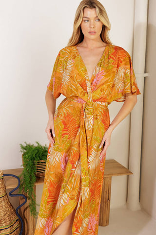 BUDDING HEARTS WOVEN MIDI DRESS - By Baano