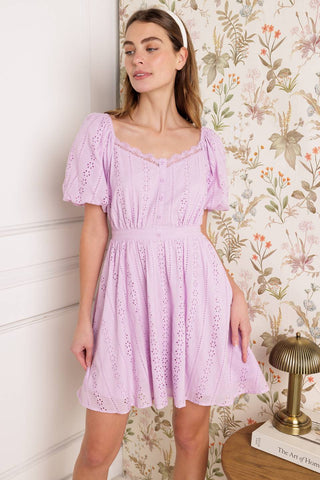 MIDNIGHT MIRAGE GOWN WOVEN EYELET MINI DRESS - By Baano