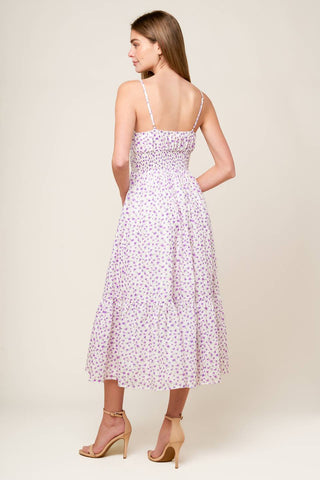 DAYLIGHT GLIMMER LAVENDER WOVEN MIDI DRESS - By Baano