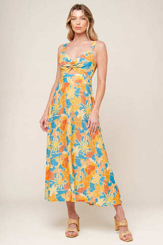 TWIRL ME BLUE WOVEN MIDI DRESS - By Baano