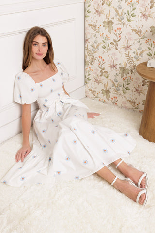 LUXE LAGOON EMBROIDERED MIDI DRESS - By Baano