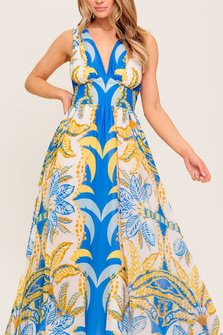 SOFT MEADOW BLUE WOVEN MIDI DRESS - By Baano