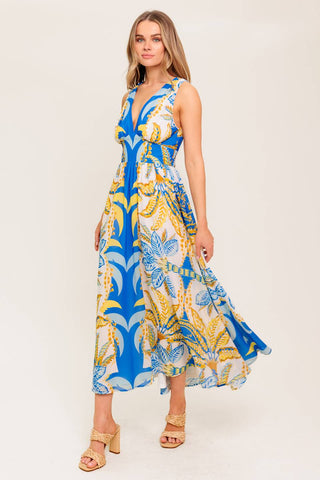 SOFT MEADOW BLUE WOVEN MIDI DRESS - By Baano