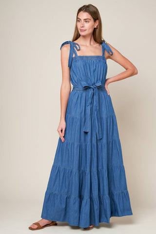 PRETTIEST BEHAVIOR CHAMBRAY MAXI DRESS - By Baano