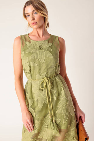 IN MY FREE TIME WOVEN LACE MIDI DRESS - By Baano