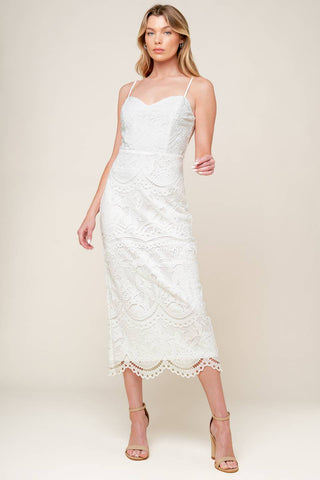 THE JOSEPHINE OFF WHITE WOVEN MIDI DRESS - By Baano