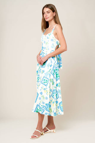 ON THE MOVE BLUE WOVEN MIDI DRESS - By Baano