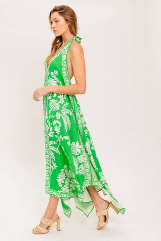 HOLD ONTO HOPE GREEN WOVEN MIDI DRESS - By Baano