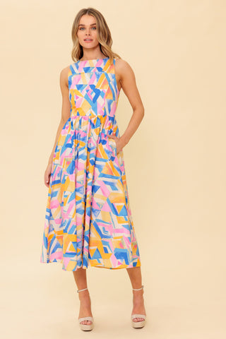 PATTON PARK BLUE WOVEN MIDI DRESS - By Baano