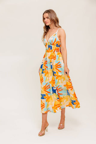 DAWN PETAL KISS WOVEN MIDI DRESS - By Baano