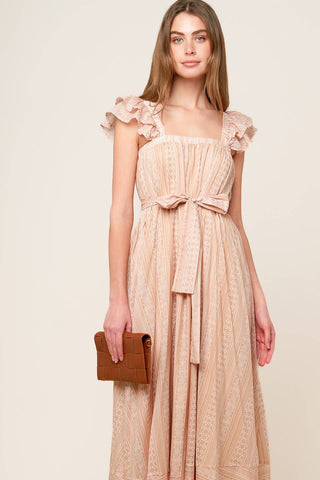 FROLIC THROUGH FIELDS WOVEN MIDI DRESS - By Baano