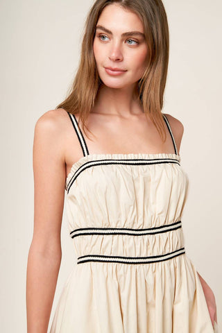 TERRIFIC TIMING CREAM WOVEN MIDI DRESS - By Baano