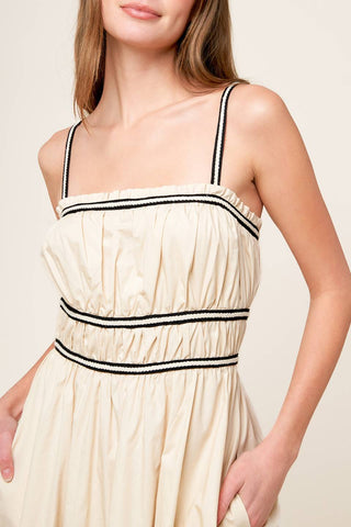 TERRIFIC TIMING CREAM WOVEN MIDI DRESS - By Baano