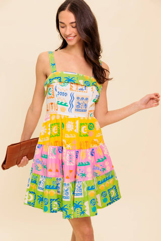 OUT OF OFFICE GREEN WOVEN MINI DRESS - By Baano