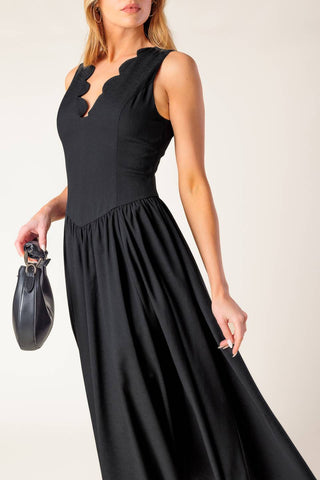 FOR THE RECORD BLACK WOVEN MIDI DRESS - By Baano